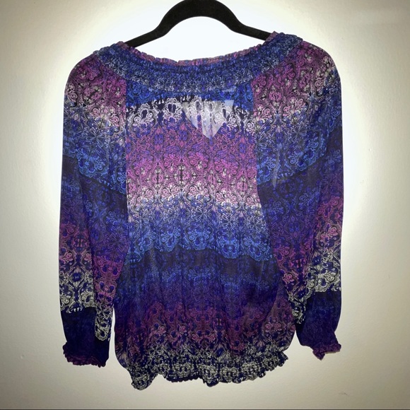 Blue/purple pattern blouse - Picture 3 of 3